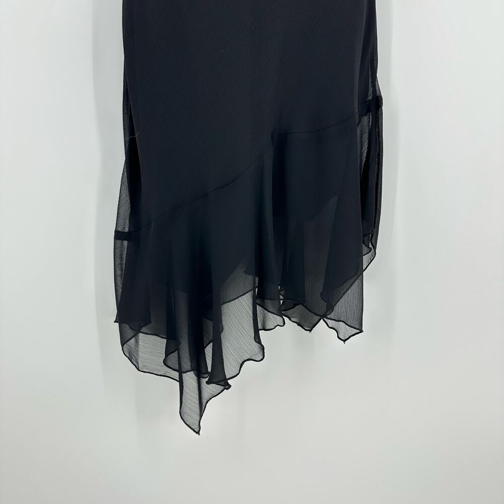 Vintage Y2K Black Cami Asymmetrical Slip Dress S Beaded Fairy Goth Whimsigoth - Picture 5 of 13